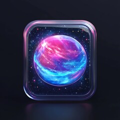 3D Galaxy Icon: Spiral of Stars and Planets Illustration Logo