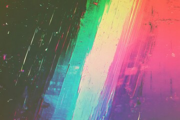 Poster - Muted bright gradient background featuring abstract texture. Lively gentle grainy design for digital creations. Vintage vhs distortion with low-fidelity multihued effect