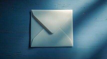 Small English paper letter with blue backdrop for copy space image with focused selection