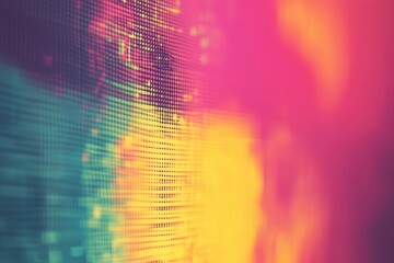 Poster - Abstract blurry gradient background. Lively digital texture with subtle distortion. Vintage multi-hued appearance. Vhs glitch design concept