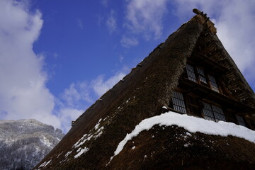 Old Japanese sleep thatched roof house in Gokayama