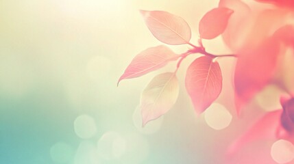 Wall Mural - Soft Pastel Leaves with Gentle Background Blur