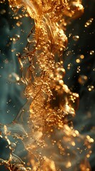 Sticker - Golden Liquid Droplets Abstract Photography