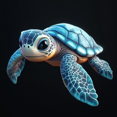 3D Sea Turtle Icon: Ancient Marine Reptile Illustration Logo