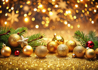 Wall Mural - Christmas golden luxury glitter background