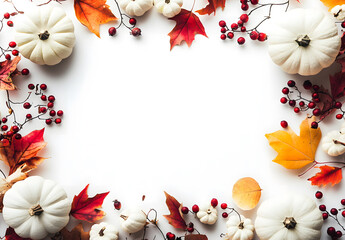 Fall background design with orange pumpkins and fall leaves on a light surface design