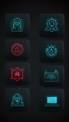 Wall Mural - Hacker-themed icon design.