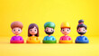 © Lizbond - Vibrant yellow background with trendy cartoon user profile icons of diverse characters