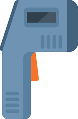 Poster - digital infrared thermometer gun showing temperature, measuring device for industry and medicine, mo