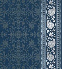 Wall Mural - wedding card design, traditional paisley floral pattern , royal India	