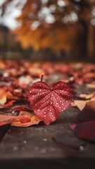 Wall Mural - autumn leaves in water