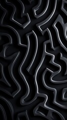 Poster - abstract black 3d pattern with wavy lines, modern art design