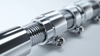 Canvas Print - Close-up of a Shiny, Metal Flex Pipe