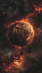 Wall Mural - earth from space a stunning depiction of our planet engulfed in flames and smoke amidst the cosmos