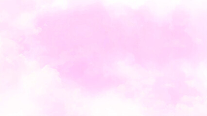Wall Mural - pink sky with white clouds aquarelle paint paper textured vector canvas. light and soft pink waterco