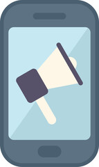 Poster - simple flat vector illustration of a smartphone with a megaphone on the screen