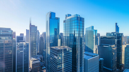  City Skyline and Skyscrapers Under Blue Sky and White Clouds Aerial View