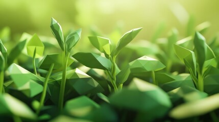 Poster - Low Poly Green Plant Shoots