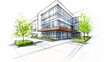 © SOUND OF RAIN - Modern Office Building Sketch - Architectural Design Concept