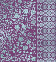 Wall Mural - wedding card design, traditional paisley floral pattern , royal India	