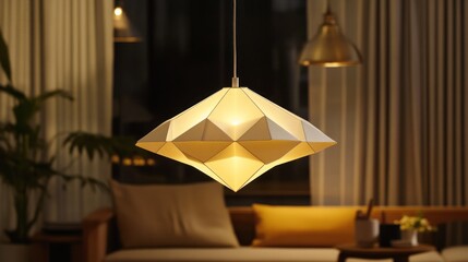 Sticker - Geometric Pendant Lamp in a Modern Living Room