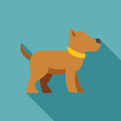 Wall Mural - Brown dog standing with collar looking right flat design icon with long shadow