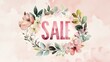 © padungsak - Floral wreath design with the word 'SALE' in the center, pastel background.