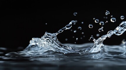 Canvas Print - Water Splash on Black Background