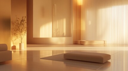 Poster - Minimalist Interior Design with Warm Sunlight