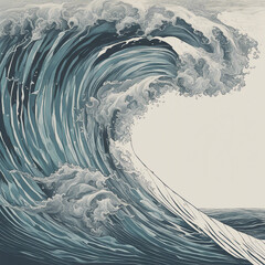 Poster - ocean wave illustration background