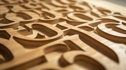 Wall Mural - Carved Wooden Letters Closeup