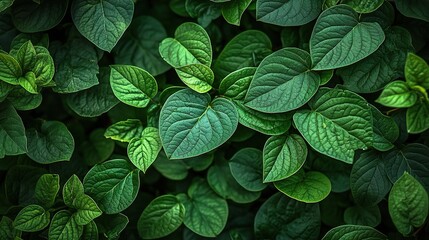 Wall Mural - Lush Green Leaves Close-Up for Nature Backgrounds