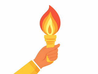 Wall Mural - Flat Vector Illustration of a Hand Holding a Glowing Torch for Human Rights Day - Symbolizing Hope, Freedom, and Equality in a Modern Infographic Design