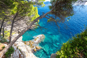 Wall Mural - amazing turquoise adriatic sea on Budva riviera in Petrovac na Moru in Montenegro