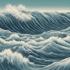 Poster - ocean wave illustration background