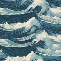 Canvas Print - ocean wave illustration background