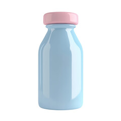 Wall Mural - Milk bottle isolated on white transparent, Cartoon minimal style package