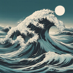 Canvas Print - ocean wave illustration background