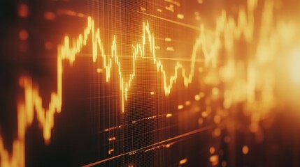 Poster - Financial chart with sharp upward trend line, representing stock market growth, investment profits, and trading success. Close-up with digital effect.