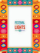 © HaJung - Flat Vector Illustration of Diwali Diyas and Rangoli Patterns Framing 'Festival of Lights' Text - Vibrant Colorful Border Design for Holiday Celebrations