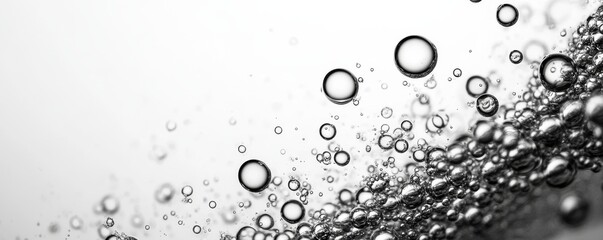 Poster - Close-up of bubbles in clear liquid, abstract composition. Science and nature concept