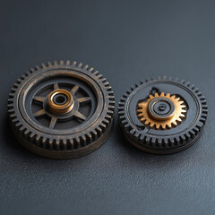 two modern cogs side by side with a smaller cog connected