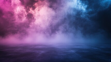 Poster - Thick floor mist with a smoky haze hovering above, blending into the night sky, creating an ominous atmosphere with a magical or horror vibe.