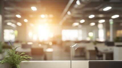 Poster - Modern office space with natural light and greenery.