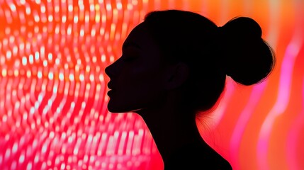 Poster - Silhouette of woman with colorful abstract background, artistic expression concept
