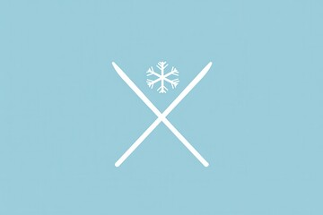 Poster - The logo illustrates a stylized snowflake above crossed ski poles, symbolizing winter sports and outdoor adventures. Generative AI