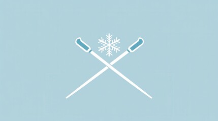 Poster - A logo combines a snowflake and crossed ski poles, symbolizing winter sports and outdoor adventures in snowy regions. Generative AI