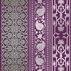 Wall Mural - wedding card design, traditional paisley floral pattern , royal India	