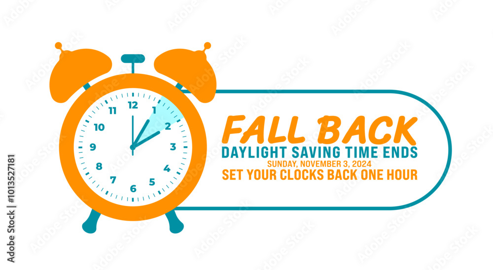 Fall Back daylight saving time ends 2024 background or banner design ...