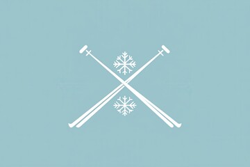Poster - This logo showcases a snowflake symbol paired with crossed ski poles, representing winter sports and alpine activities. Generative AI